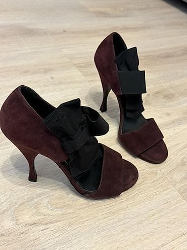 qadın ayaqqabılar: Prada qadın yüksək daban ayaqqabısı - Model: Açıq burunlu, kəsikli — 5