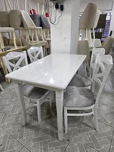 yemek stol: Mətbəx üçün, Açılmayan, Dördbucaq masa, 4 stul — 2