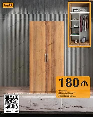 skaf: İki qapılı dolab - Ölçülər: D 47 x H 200 x U 90 sm - Material: 18 mm — 1