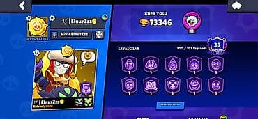 Brawl Stars hesabı – yüksək səviyyəli kolleksiya - Kupa yolu: 73,346