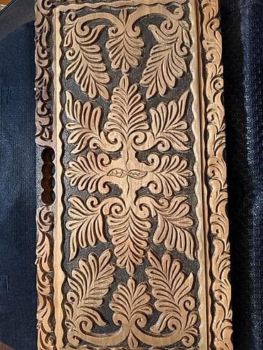 Əl işi oyma nərd taxtası - Material: tam ağac (təbii ağac toxuması) — 3
