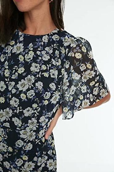 Женская одежда: Birka ilə tam yeni midi don - Rəng: tünd göy (navy blue) - Naxış — 3
