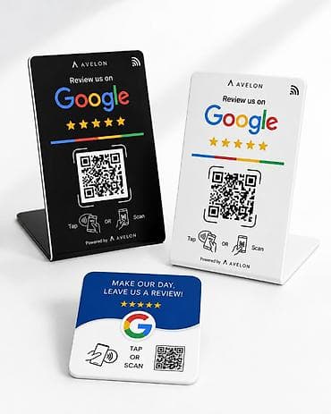 Рекламные щиты: Məhsul: Google rəyləri üçün NFC/QR masaüstü lövhələri və stikerlər — 1