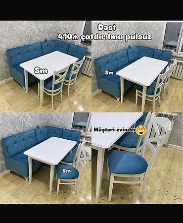 Mətbəx üçün, Açılmayan, Dördbucaq masa, 2 stul