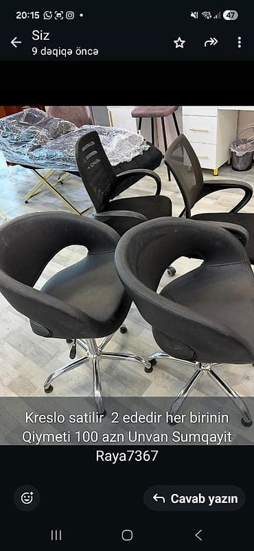 mebel stanoklari: Salon/ofis kresloları - 2 ədəd dönər mexanizmalı kreslo - Rəng: qara — 1