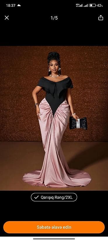Zərif axşam/libas – 2XL - Model: of-shoulder, çiyinlər açıq korset