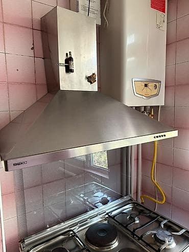 yağ peçləri: Qaz-elektrik kombinə edilmiş soba və aspirator dəsti - 90 sm enli — 3