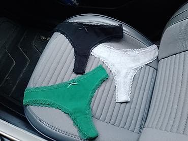 Qadın string alt paltarı dəsti – 3 ədəd - Rənglər: qara, ağ, yaşıl -