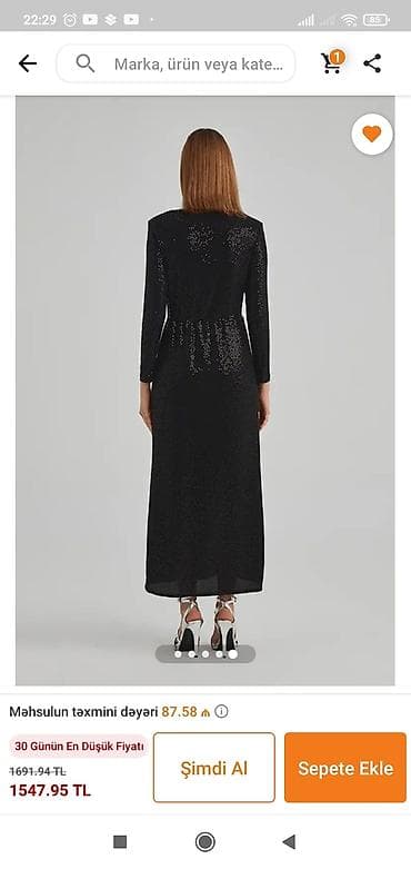 don sekilleri: Qara parıltılı ziyafət donu - Rəng: qara - Parça: incə — 4