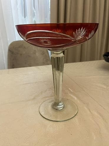 emsan qab qacaq: Kolleksiya şüşə qablar dəsti - Qırmızı dekorativ meyvə/gül qabı: Kase — 2