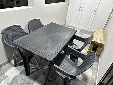 masa kuxna: Yeni, Dördbucaq masa, 6 stul, Açılan, Stullar ilə, Həsir toxunuşlu, Türkiyə — 2