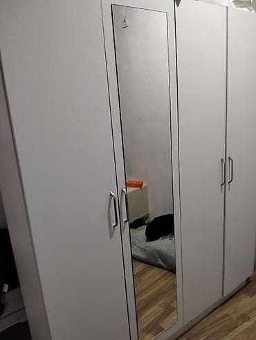 asma guzgu: 4 qapılı, Güzgülü, Ağ, Digər material, Açılan, Düz dolab — 2