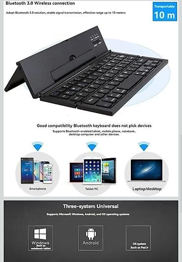 komputer canta: Katlanır Bluetooth Klavye Taşınabilir Seyahat Katlanabilir Klavye Mini — 4