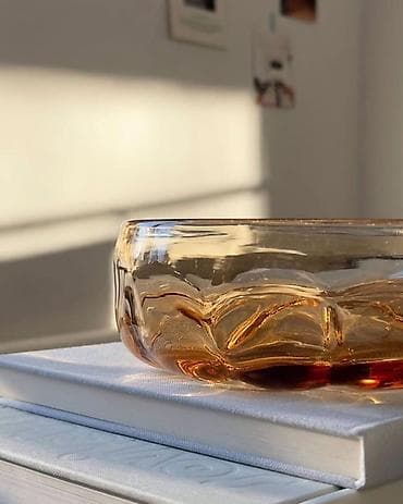 konfet qabı: Konfet və ya meyvə qabı. Rəngli şüşə, 60-70-ci illər, 17 sm, ideal — 5