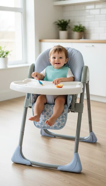 qidalandırmaq üçün uşaq stul yelləncək: Uşaq yemək stolu-kreslosu - Rahat oturacaqlı, yumşaq yastıqlı arxa — 1