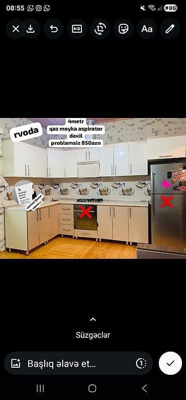 toxunma stol stul: Mətbəx mebeli dəsti – 4 metr - Ölçü: 4 metr L formalı komplekt - — 2