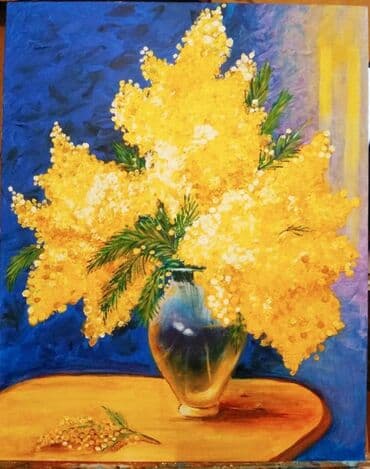 rcd şekilleri: Картина "Мимоза", холст, акрил, размер 30×40 см — 1