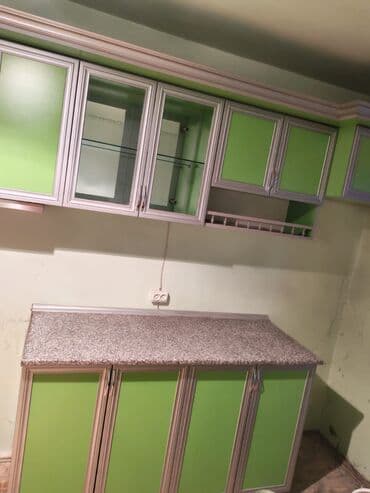 işlənmiş seyf qapılar: (RAZILAŞMA YOLU İLƏ ) Yaşıl-ağ tonlarda künc mətbəx mebeli dəsti - L — 6