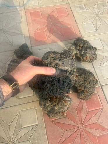 kamaz sekilleri: Akvarum üçün Vulkanik lava daşları (gözenekli, qara-boz rəngli) — 3