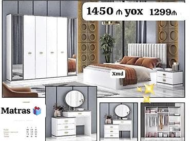 doşey: Ağ rəngdə müasir yataq otağı dəsti Komplekt: - 6 qapılı qarderob — 1