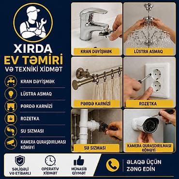 temir qiymetleri: Xırda ev təmiri və texniki xidmət Təklif olunan işlər: - Kran — 1