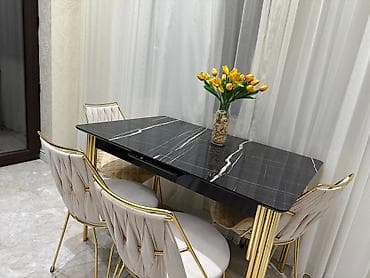 madeyra stol stul: Mətbəx/yemək dəsti - Tərkib: 1 masa + 4 stul - Masa: şüşə effektli — 3