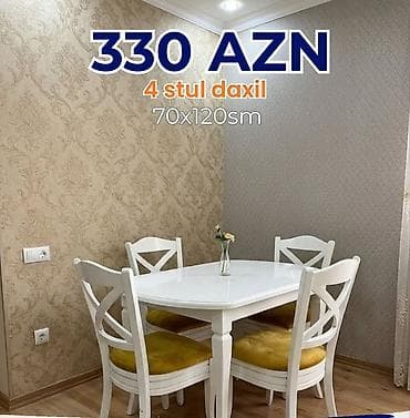 Mətbəx üçün, Yeni, Açılmayan, Oval masa, 4 stul