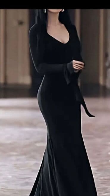 Ziyafət donları: Qara uzun ziyafət/libas - Rəng: dərin qara - Kəsim: bədənə oturan — 2