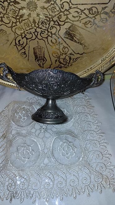 Antik üslublu metal şirniyyat/kandelyabr qabı - Material: ağır metal