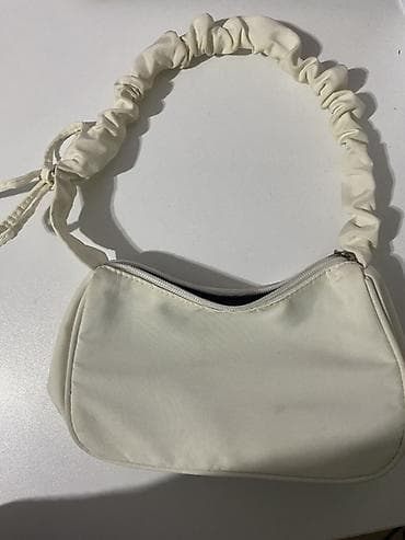 kosmetika üçün çantalar: Aksessuar çantası – krem rəngdə, çiyin üçün büzgülü tutacaqlı mini — 2