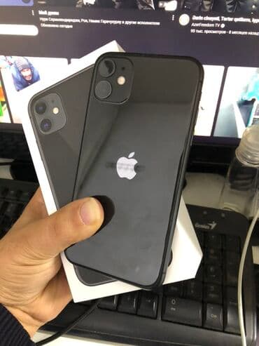 iphone 11 dual sim qiymeti: IPhone 11, Qara, Face ID — 5