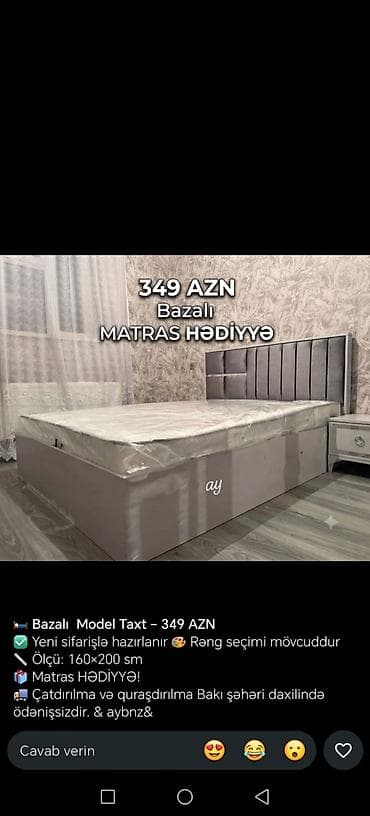 hava matras: Bazalı model taxt – 349 AZN - Yeni sifarişlə hazırlanır - Rəng seçimi — 1