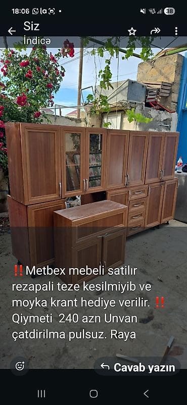 quxna divanlari: Mətbəx mebeli dəsti - Komplekt üst və alt şkaflardan ibarətdir — 1