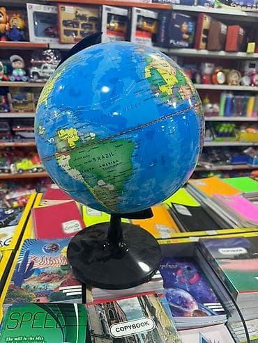 qlobus satışı: Dünyanın siyasi-coğrafi qlobusu - Parlaq mavi fonlu, masaüstü qlobus — 2