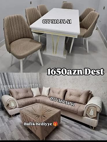 обеденный набор: Mebel Dəsti – 1650 AZN - Qonaq otağı və yemək otağı üçün uyğun tam — 1