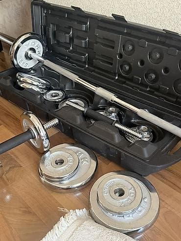 Çəki 50 kg. York xrom qantel və ştanq dəsti – daşıma çamadanı ilə -