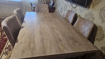 islenmis stol: Açılmayan, Dördbucaq masa, 6 stul — 2