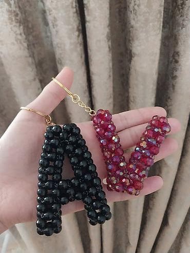 dekor hərflər: Məhsul: Fərdi hərf brelokları - Material: Parlaq kəsimli kristal/şüşə — 2