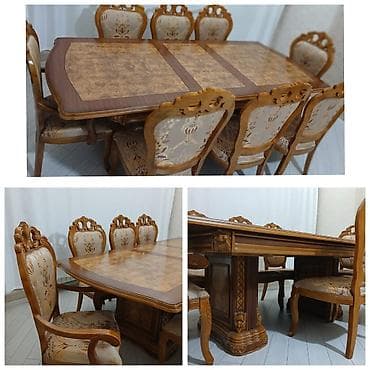 stol stul desti: Qonaq otağı üçün, İşlənmiş, Açılan, 8 stul — 1