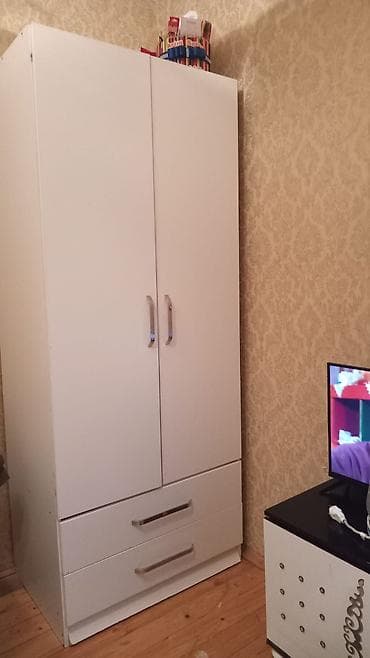 İşlənmiş, 2 qapılı, Siyirməli, Ağ, Taxta, Açılan, Düz dolab