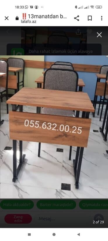 барные столы и стулья: Kurs üsün stol stul desti, Tədris kursları üçün stol stul desti — 12