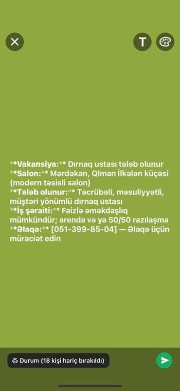 qelyançı: Dırnaq ustası tələb olunur, Fiks edilmiş ödəniş, 6 ildən artıq təcrübə — 1