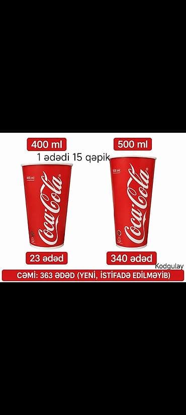 karandaş qabı: Məhsul: Birdəfəlik karton içki stəkanları (Coca‑Cola dizaynlı) - — 1