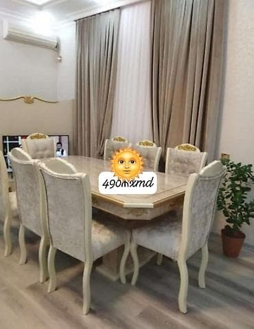 Qonaq otağı üçün, Yeni, Dördbucaq masa, 6 stul