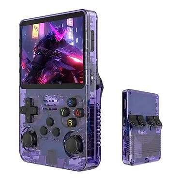 Техника и электроника: R36S portativ retro oyun konsolu – şəffaf bənövşəyi korpus, 3.5" — 1