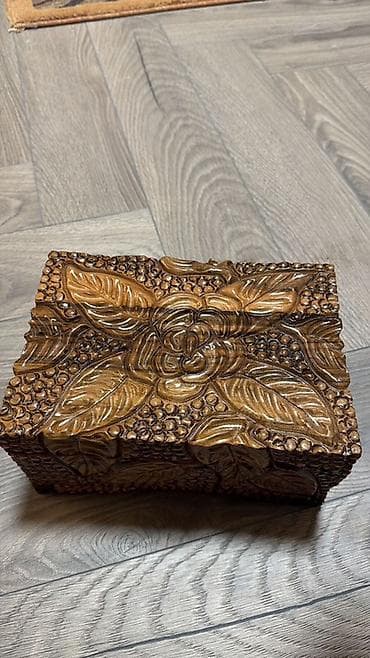 qara urek sekilleri: Əl oyma dekorativ taxta qutu - Material: tam ağac, əl oyma naxışlı — 2