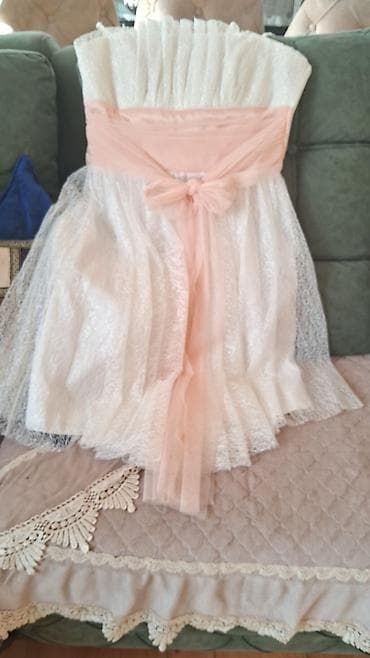 бальное платье для девочки: Zərif gecə/libas - Rəng: ağ və pudra çəhrayı - Model: strapless — 3