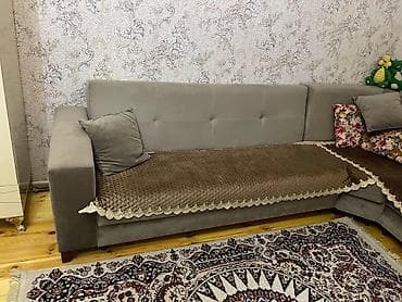 Офисная мебель: Угловой диван, Б/у, Раскладной, С подъемным механизмом, Ткань — 2