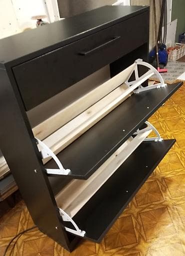 balkon ucun stol stullar: Yeni, 2 qapılı, Qara, Digər material Ayaqqabı dolabı — 4