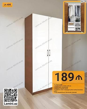 skafi: İki qapılı dolab - Kod: 1706 - Ölçülər: Dərinlik 47 sm × Hündürlük — 1